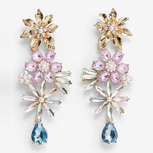 Express Rhinestone Flower Drop Earrings